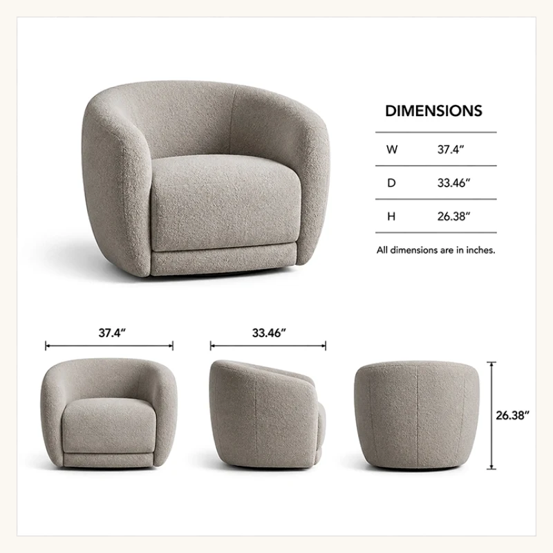 CreamCove Curved Armchair View 4
