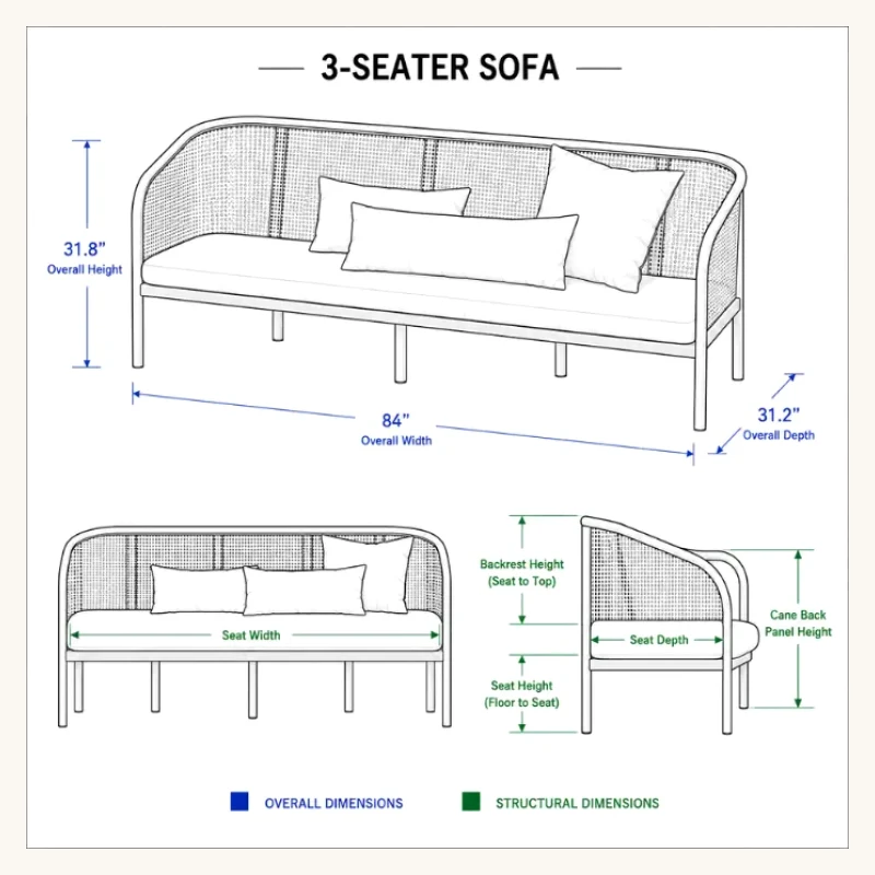 Elaila Cane Sofa View 3