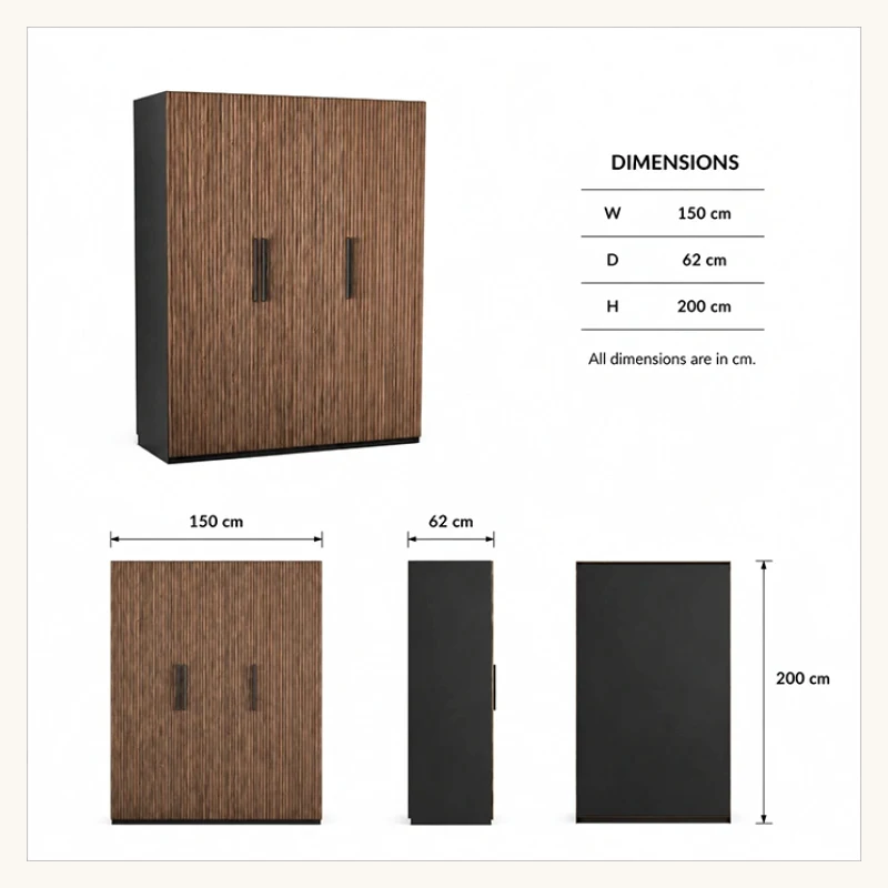 Graino Fluted Wooden Wardrobe View 3