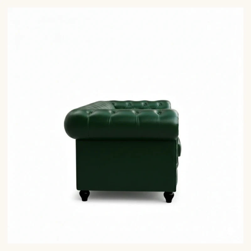 Jade Green Chesterfield Leather Sofa View 4