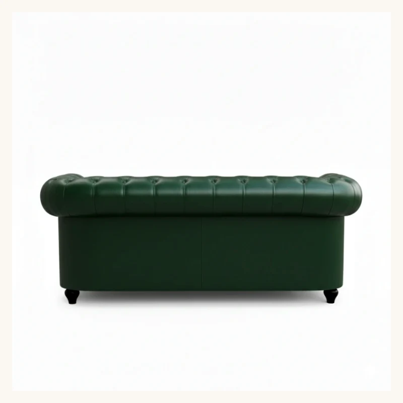 Jade Green Chesterfield Leather Sofa View 5