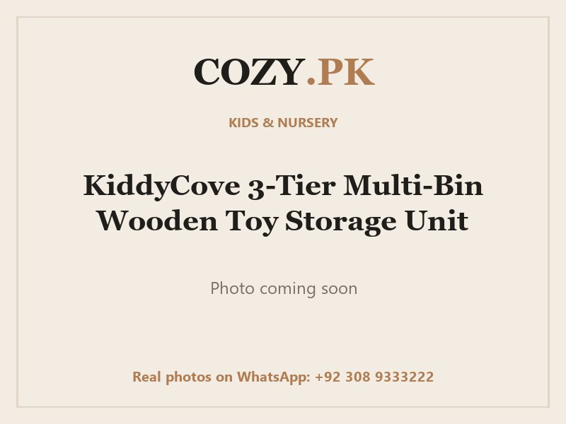 KiddyCove 3-Tier Multi-Bin Wooden Toy Storage Unit