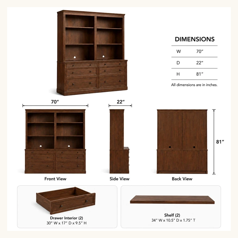 Stalwart Bookshelf Cabinet View 4
