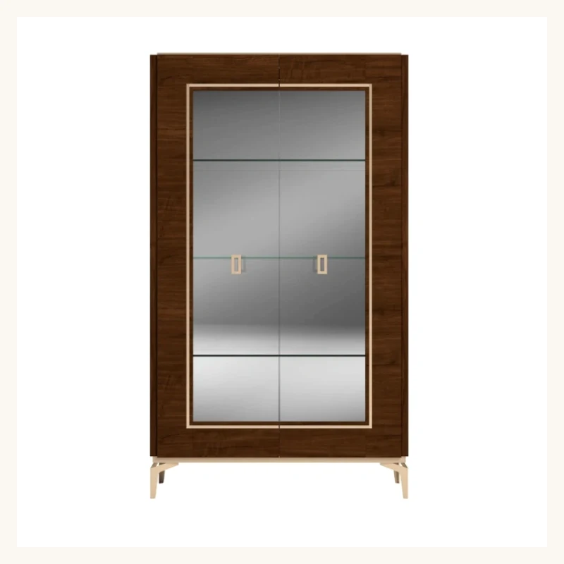 Veneer Dining Cabinet with Glass Shelves