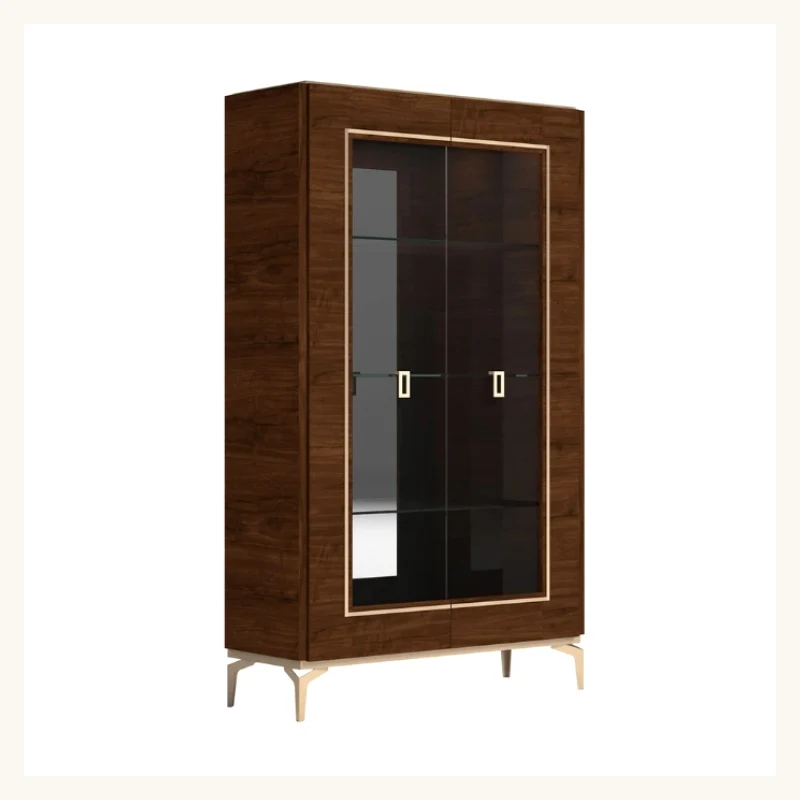 Veneer Dining Cabinet with Glass Shelves View 3